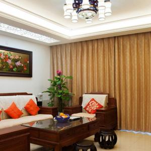 Chinese-living-room-wood-furniture-and-curtains