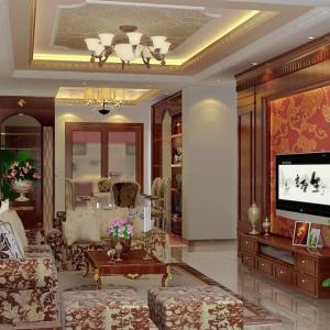 Chinese-living-room-with-wood-TV-wall