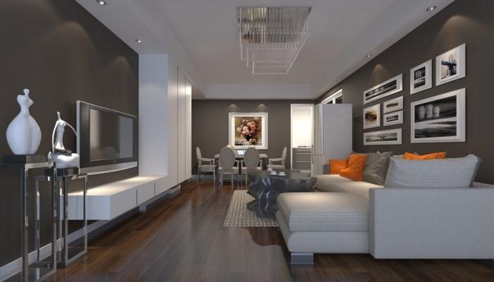 Modern-living-dining-room-gray-wall