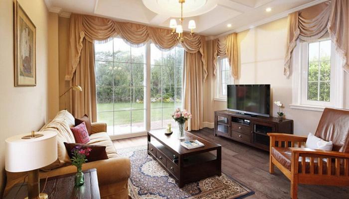 Modern-European-living-room-French-window-and-wood-floors