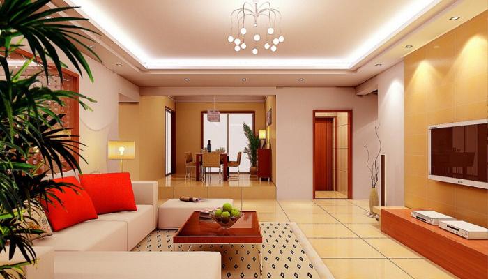 Modern-living-dining-room-with-yellow-floor