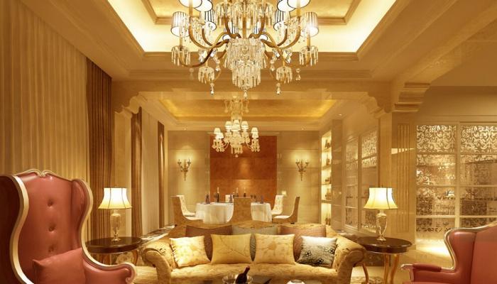 Modern-European-style-living-dining-room-decorated-in-yellow