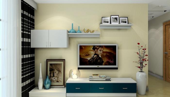 Modern-minimalist-TV-cabinet-combo-blue-and-white