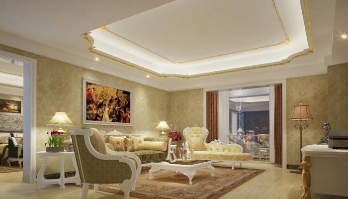 Ceiling-wallpaper-and-sofas