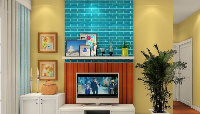 3D-TV-wall-with-minimalist-cabinet-Korea-pastoral-style