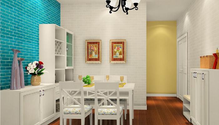 3D-dining-room-white-furniture-pastoral-style-brick-walls-in-Korea