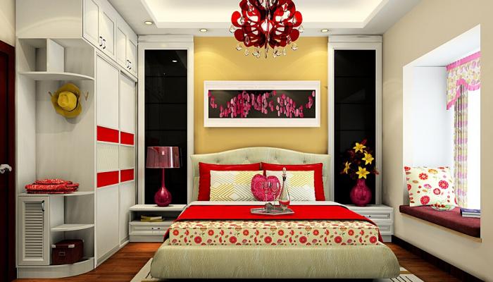 Korea-pastoral-style-red-bedroom-interior-design