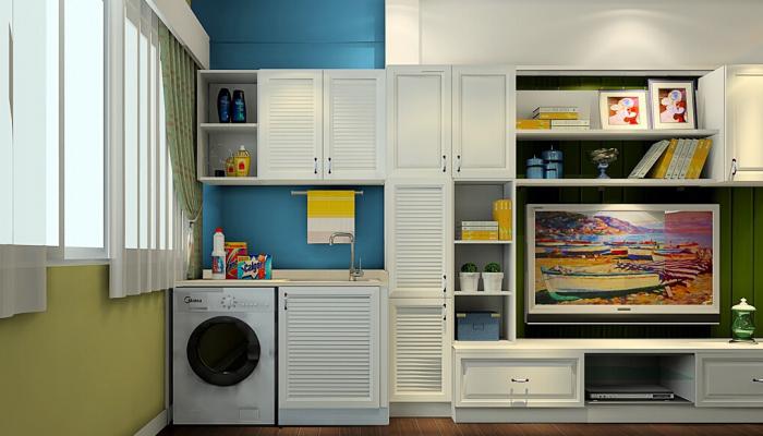 2015-South-Korea-rustic-interior-washer-and-TV-cabinet-combination