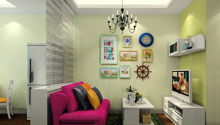 Korea-pastoral-style-living-room-partition-and-refrigerator