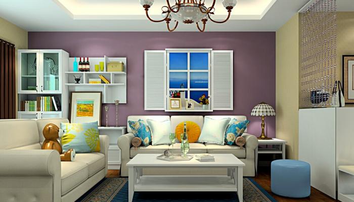 White-coffee-table-and-blue-rug-for-the-living-room-rustic-Korea