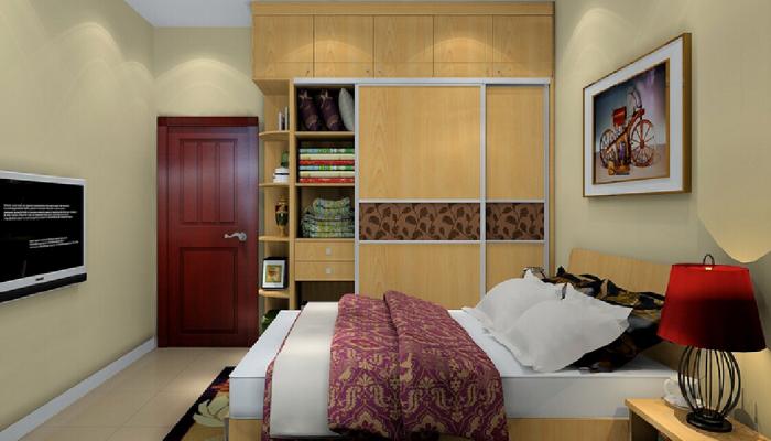 American-pastoral-style-bedroom-with-wardrobe-and-TV