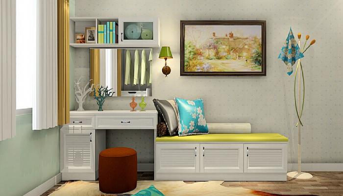 Korea-pastoral-style-bedroom-tatami-dresser-and-wall-lamp