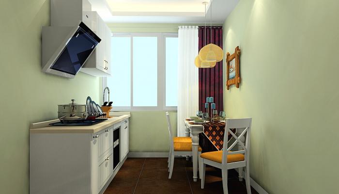 Korea-rustic-kitchen-and-dining-room-in-light-green