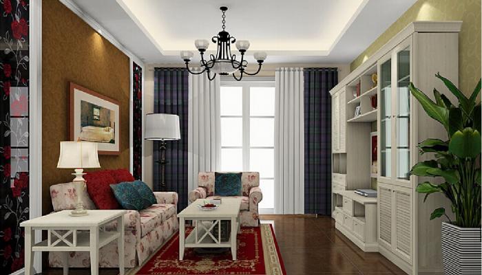 Pastoral-style-fabric-sofa-with-floral-wallpaper