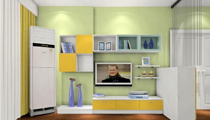 Light-green-background-wall-for-TV