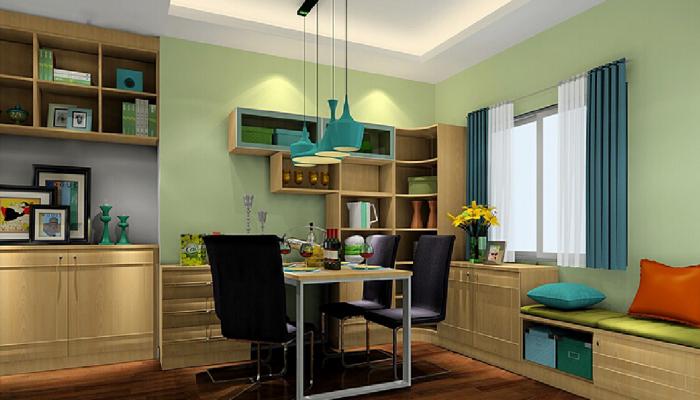 Interior-design-of-American-dining-room-with-green-wall