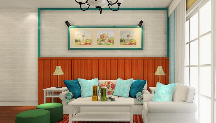 Sofa-background-wall-decoration-pastoral-style-Korea